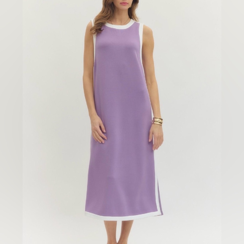 entro Lavender Maxi Dress with White Trim